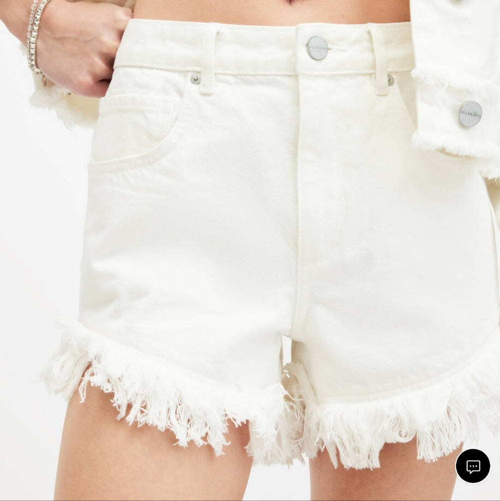 AllSaints Astrid Frayed Denim Shorts